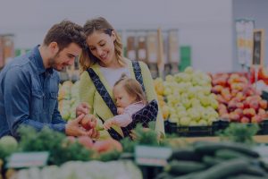 Family shopping for produce